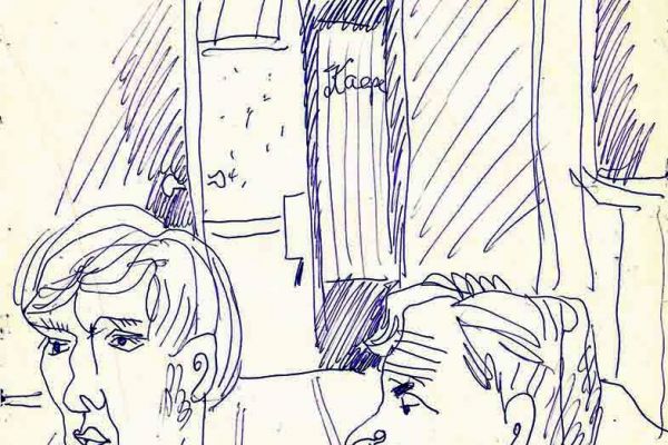 Валерия Семенова. ''На выставкоме'', 1970 Из серии ''Художники''. Бумага, тушь, перо, 26х19 см. Фото из архива Ирины Семеновой