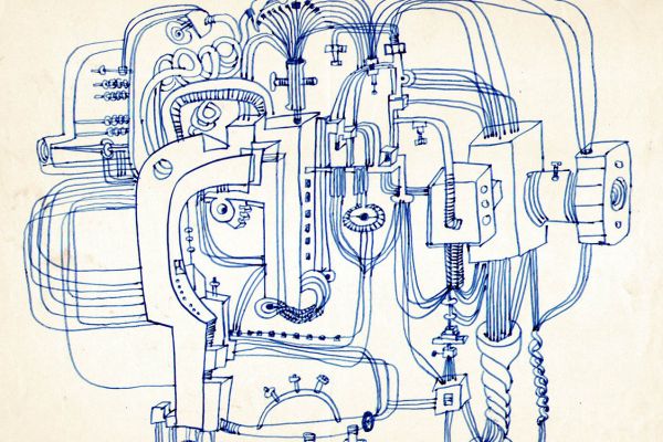 Валерия Семенова. Искусственный интеллект, 1972. Бумага, перо, 20х26 см. Фото из архива Ирины Семеновой