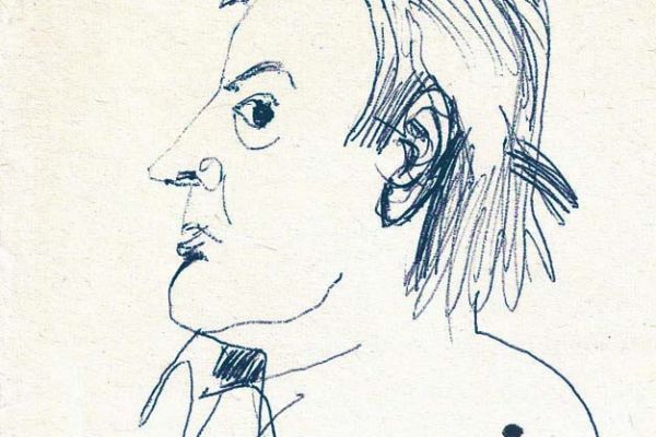 Валерия Семенова. ''Молодой Иван Казанский'', 1980. Из серии ''Художники''. Бумага, перо, 17х11 см. Фото из архива Ирины Семеновой