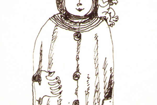 Валерия Семенова. ''Божья странница'', 1995. Бумага, перо, 14х8 см. Фото из архива Ирины Семеновой