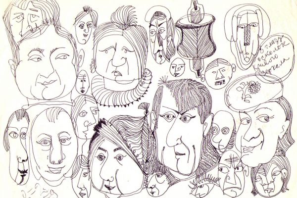 Валерия Семенова. Из серии ''Лики-лица-морды'', 1995. Бумага, перо, 20х28 см. Фото из архива Ирины Семеновой