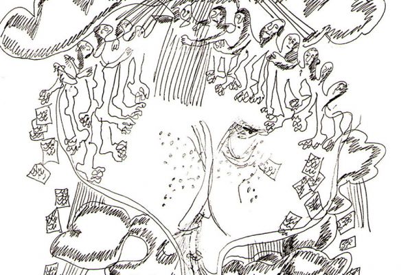 Валерия Семенова. ''Видения'', 1999. Из серии ''Чевенгур''. Бумага, перо. Фото из архива Ирины Семеновой