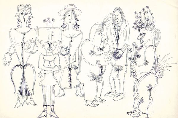 Валерия Семенова. ''Персонажи''. Бумага, перо, 28х39 ссм. Фото из архива Ирины Семеновой