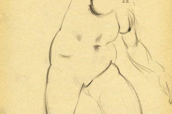 Сергей Кольцов. Обнаженная натурщица 3, 1920-е. Бумага, уголь, карандаш, тушь. Фото Аукционный дом КабинетЪ, Московская область