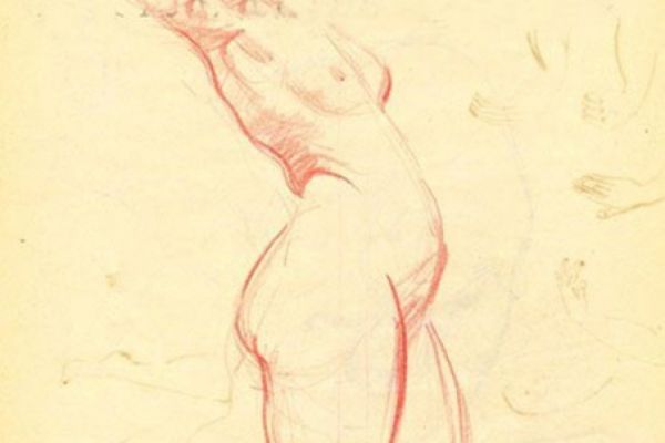 Сергей Кольцов. Обнаженная натурщица 4, 1920-е. Бумага, уголь, карандаш, тушь. Фото Аукционный дом КабинетЪ, Московская область