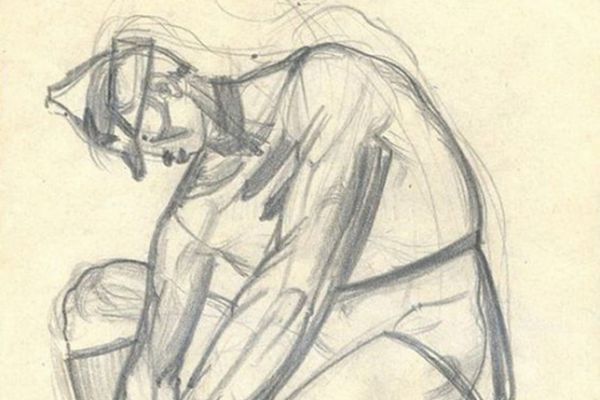 Сергей Кольцов. Красноармеец, 1920-е. Бумага, карандаш, 20,8х17,2 см. Фото: аuction.ru