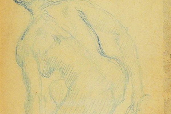 Сергей Кольцов. Обнаженная, середина 1920-х. Бумага, карандаш, 26х18,6 см (в свету). Фото Аукционный дом Литфонд, Москва