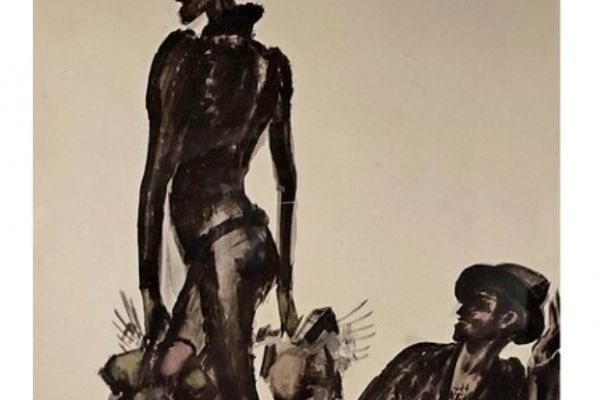 Сергей Кольцов. Закатившаяся звезда, 1928-1930. Бумага на картоне, акварель. Из собрания семьи художников Кольцова-Бычковой. Фрагмент экспозиции выставки Между Парижем и Москвой в Музее Москвы, 2025. Фото: bogachkova1957.livejournal.com