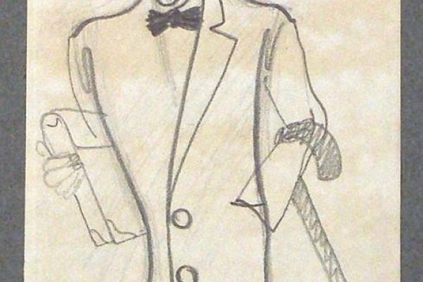 Сергей Кольцов. Мужчина с тростью, 1928-1939. Бумага, карандаш, 17,4х9,8 см. Вологодская областная картинная галерея