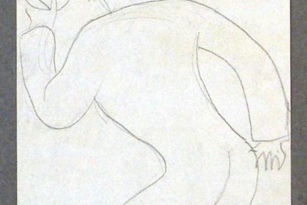 Сергей Кольцов. Мужчина со шляпой, 1928-1939. Бумага, карандаш, 17,5х10,5 см. Вологодская областная картинная галерея 