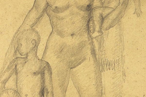 Сергей Кольцов. На пляже, 1930. Бумага, карандаш, 35,5х25,5 см. Фото:Аукционный дом Литфонд, Москва