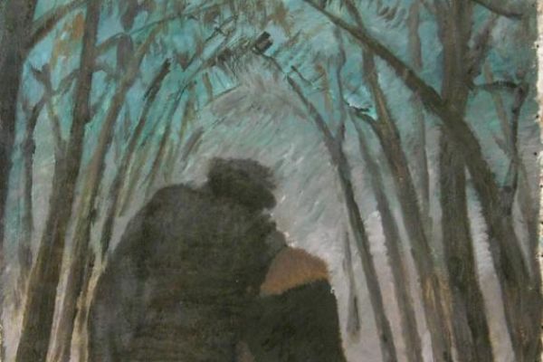 Сергей Кольцов.  Двое, 1932. Картон, темпера, 63,5х45,4 см. Рыбинский государственный историко-архитектурный и художественный музей-заповедник, Ярославская область