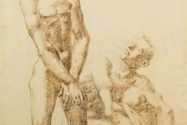 Сергей Кольцов. Натурщики, 1941. Бумага, пастель, 64х43,8 см. Фото: Аукционный дом Русская эмаль, Москва