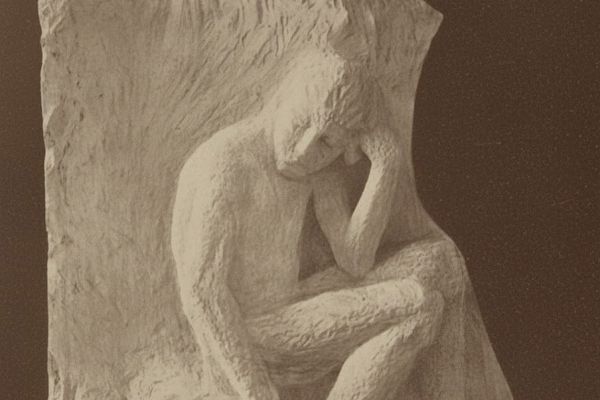 Александр Матвеев.Сидящий мальчик, 1907. Горельеф. Гипс. Фото: журнал Золотое руно, М., 1909, № 2-3