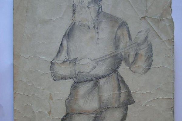 Беатриса Сандомирская. Крестьянин, 1920-е. Бумага, графитный карандаш, сангина, 54,4х36,8 см. Государственный Русский музей, С.-Петербург