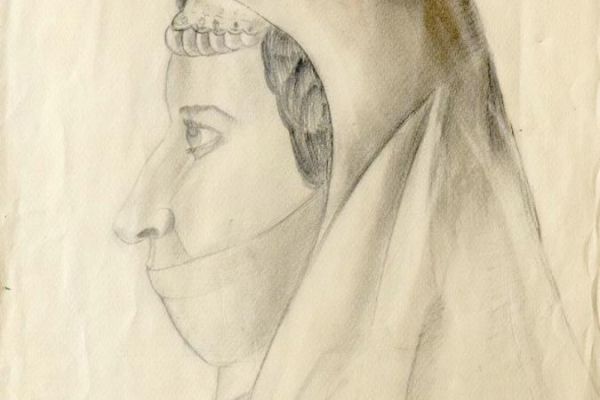 Беатриса Сандомирская. Женский портрет. Эривань, 1933. Бумага, карандаш, 36,5х32,4 см. Пензенская областная картинная галерея имени К.А. Савицкого