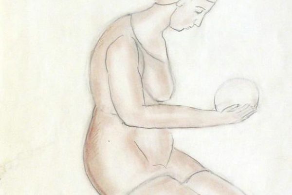 Беатриса Сандомирская. Дзинтари, взморье, 1956. Бумага, карандаш, сангина, 40х29 см. Вологодская областная картинная галерея