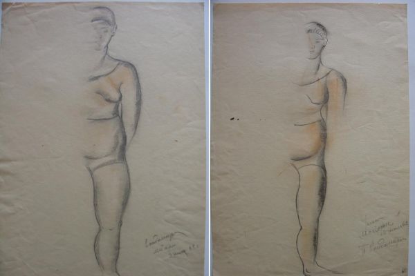 Беатриса Сандомирская. Натурщица, 1962. Бумага, графитный карандаш, сангина, 40х28,5 см, 40,3х28,5 см. Государственный Русский музей, С.-Петербург