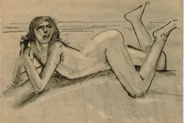 Владимир Похалецкий. Модель, 1960-е. Тонированная бумага, тушь, перо, 21,5х29 см