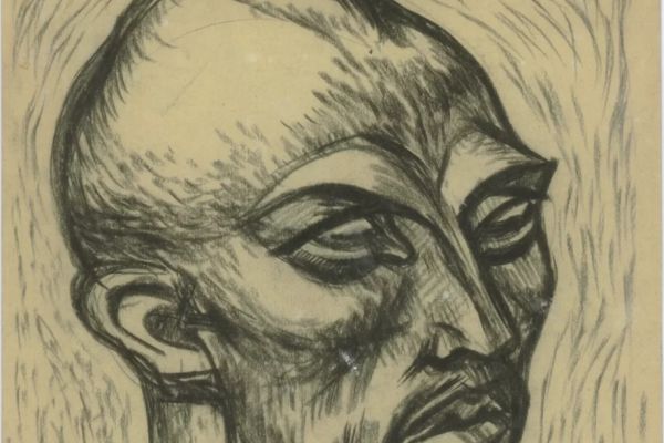 Владимир Похалецкий. Портрет Ван Гога, 1960-е. Крафтовая бумага, черный соус, 40х28,5 см