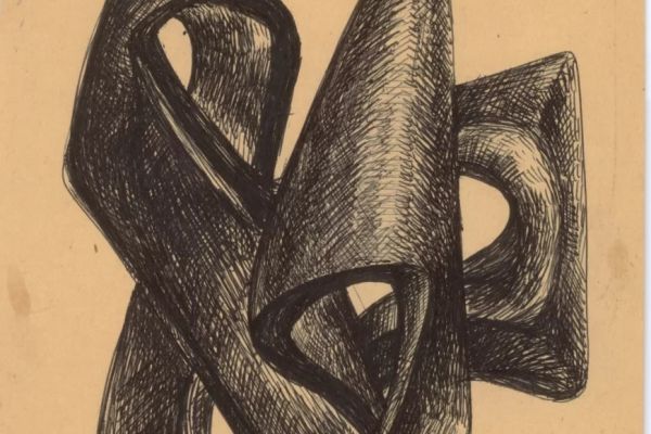 Владимир Похалецкий. Цветок, 1964. Эскиз скульптуры. Бумага, черная шариковая ручка, 28,5х19,5 см