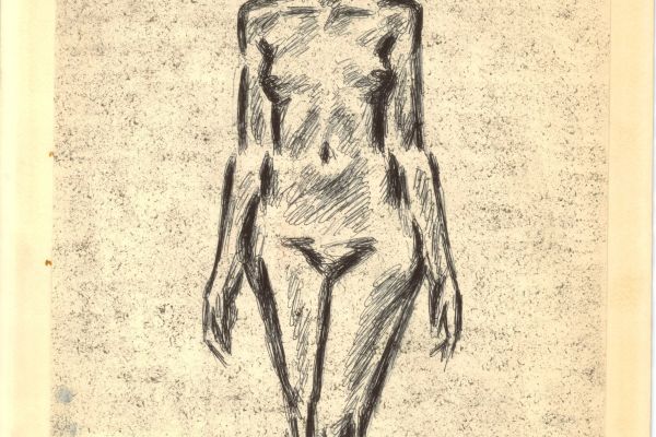 Владимир Похалецкий. Девушка, 1980-е. Тонированная бумага, шариковая ручка, 57,3х36,5 см