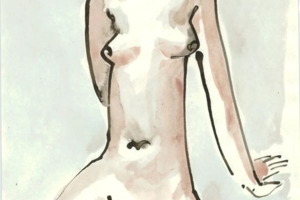 Владимир Похалецкий. Девушка № 5, 1980-е. Бумага, цветная тушь, 27х17,8 см