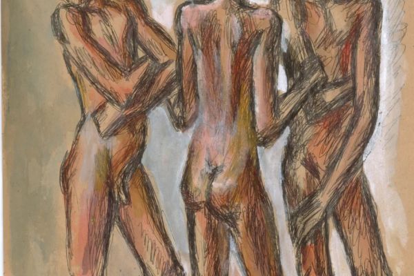 1980-е. Крафтовая бумага, цветная тушь, шариковая ручка, белила, 58,5х42 см