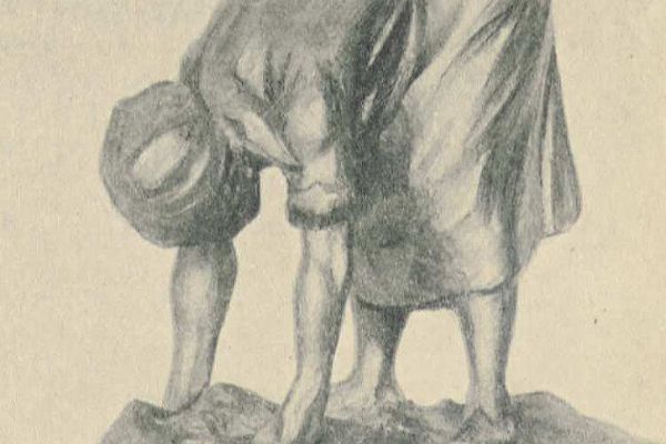 Владимир Домогацкий. Копка картофеля, 1933. Гипс тонированный, высота 28 см. Государственная Третьяковская галерея, Москва
