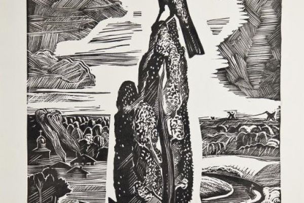 Александр Белашов.  Утро. Конский щавель, 1972. Бумага, линогравюра, 78,5х46 см. Государственный биологический музей имени К.А. Тимирязева, Москва