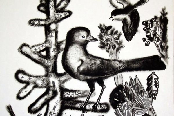 Александр Белашов. Кукша, 1975. Бумага, сухая кисть, 46,2х50,3 см. Курганский областной художественный музей имени Г.А. Травникова