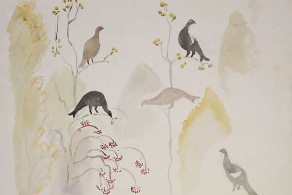 Александр Белашов. Тетерева на рябине,1998. Акварель по свежему впечатлению. Фото из архива А.А. Белашова