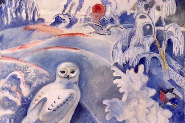 Александр Белашов. Зимний вечер. Полярная сова, 2002. Холст, масло. Фото из архива А.А. Белашова