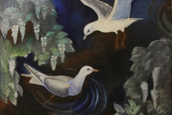 Александр Белашов. Чайки и черемуха, 2003. Холст, масло. Государственный  Дарвиновский музей, Москва