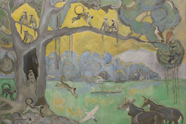 Александр Белашов. Индия. Заповедник Перияр, 1998. Холст, масло, 130х150 см. Государственный Дарвиновский музей, Москва