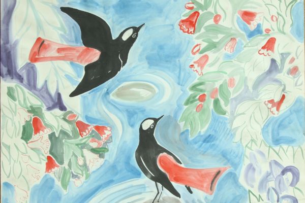 Александр Белашов. Горихвостки, 1998. Индия. Бумага, акварель. Из архива А.А. Белашова